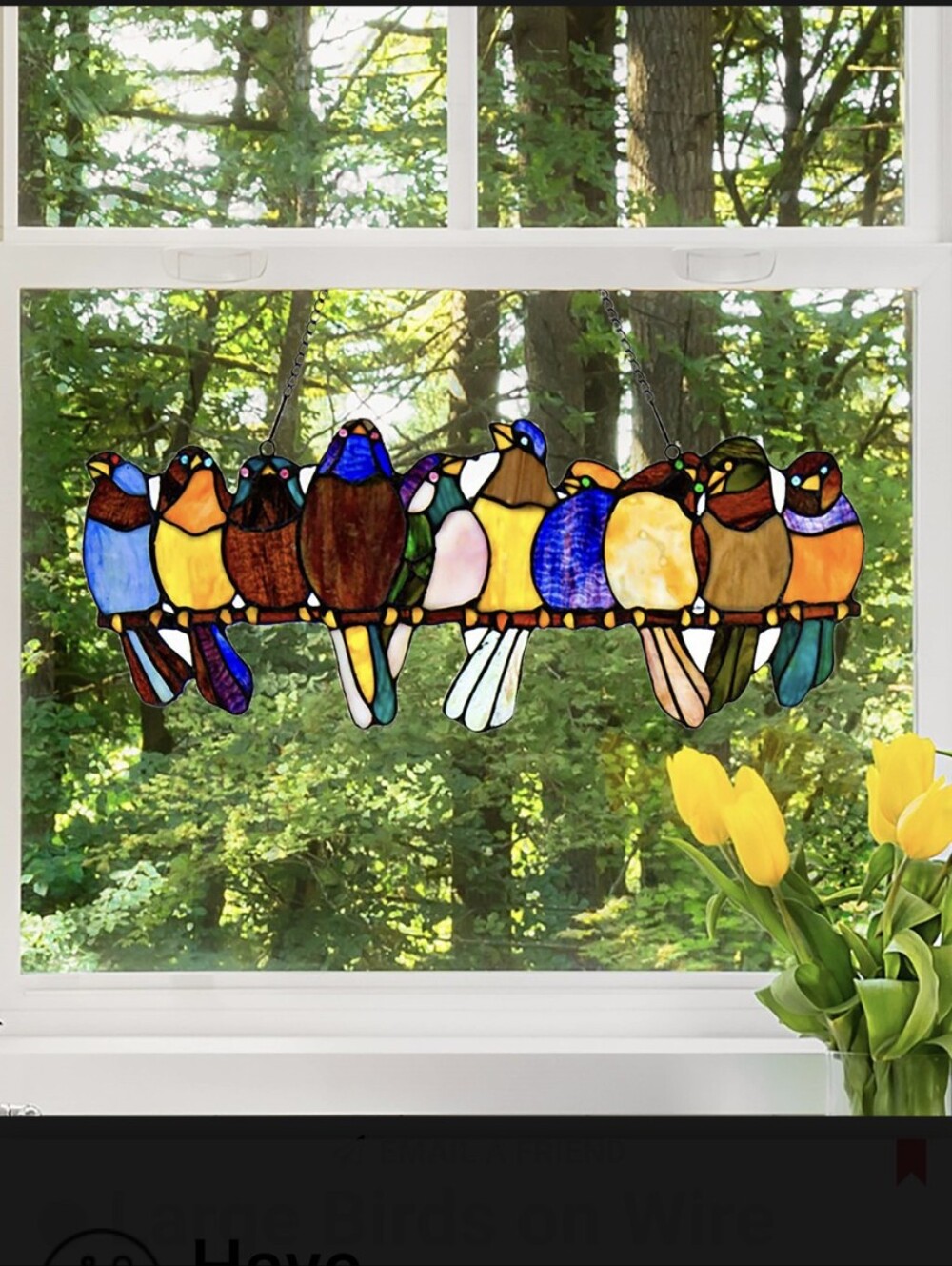 RIVER OF GOODS Multicolor Stained Glass Bird Window Decor